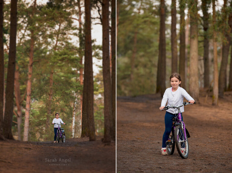 Rosie on her Bike with Surrey Family Photographer Sarah Angel