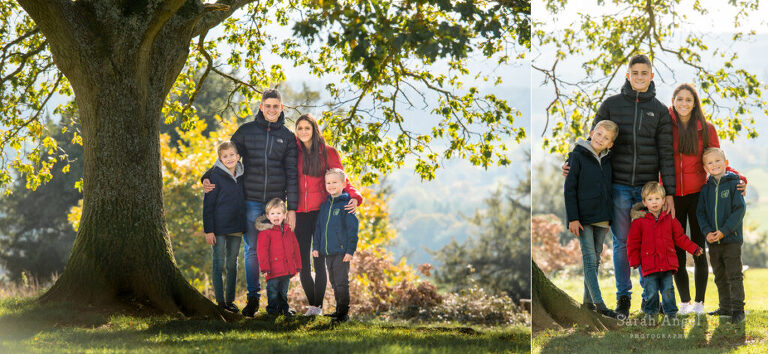 Family enjoying time together under the trees