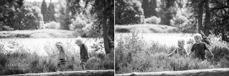 Black and white shots of the boys summer family photo shoot in Frensham Surrey